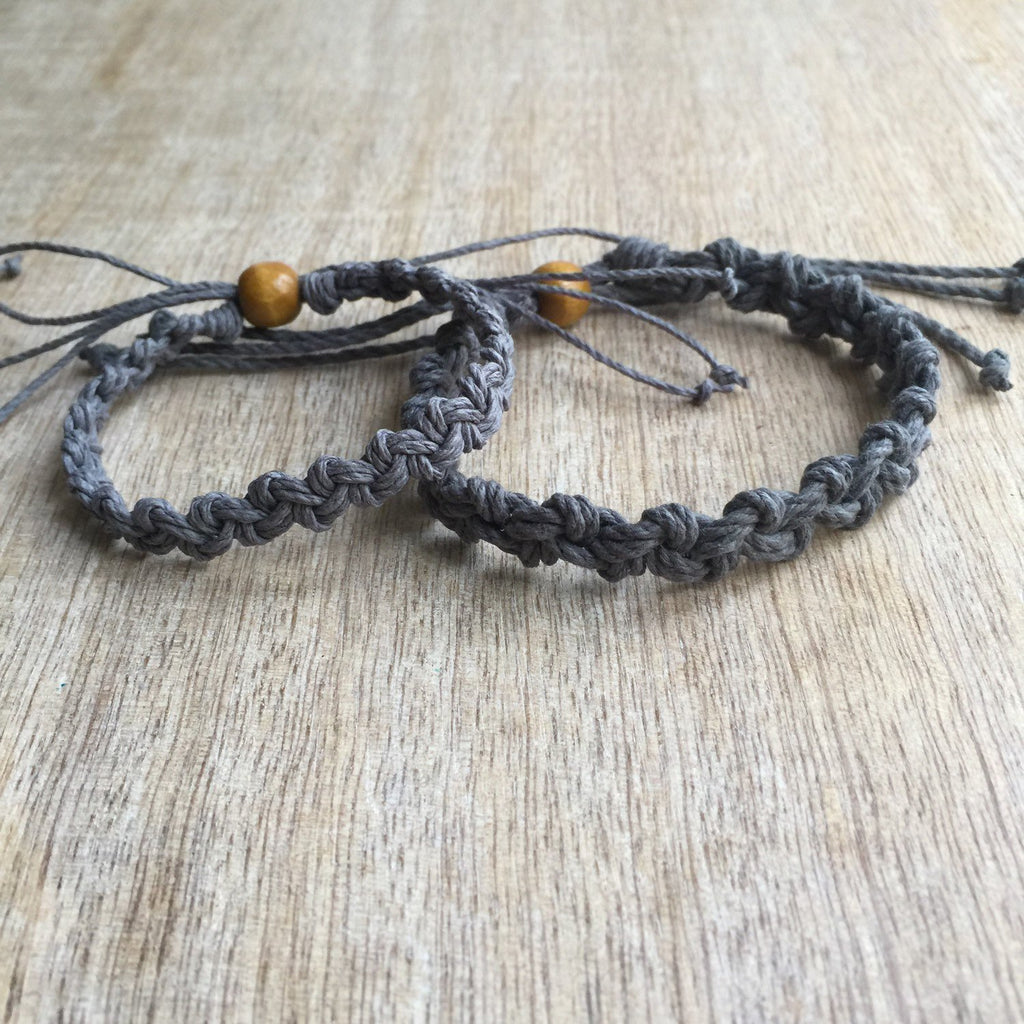 Shell Key Couples Gray Hemp Anklets - Fanfarria Handmade Jewelry