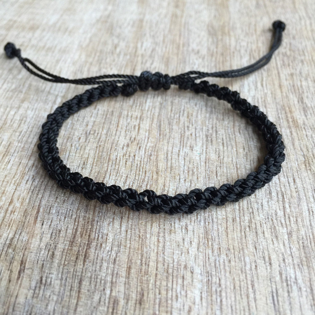 Gator Black Braided Unisex Anklet - Fanfarria Handmade Jewelry