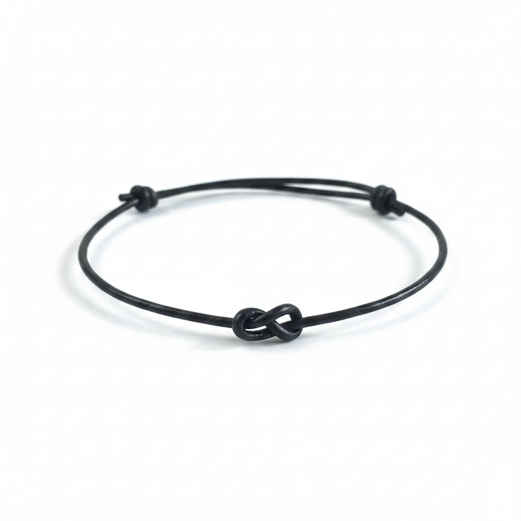 Lovers Key Black Leather Infinity Bracelet - Fanfarria Handmade Jewelry