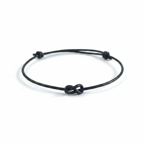 Lovers Key Black Leather Infinity Bracelet - Fanfarria Handmade Jewelry